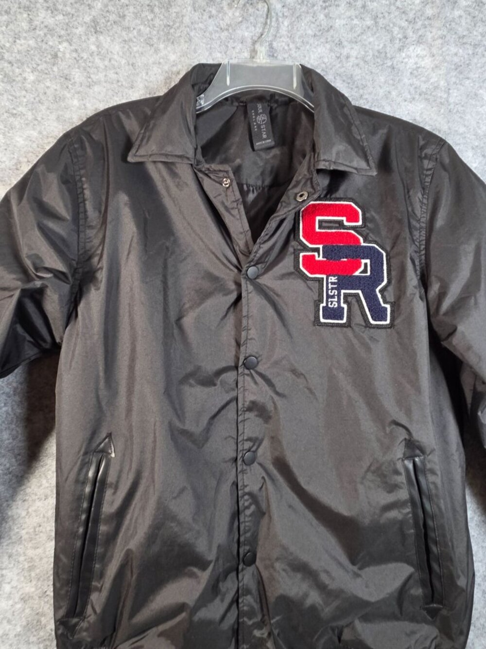 Soul Star Varsity Y2K Jacket Men’s M Black Red Patch Bomber - Picture 3 of 10